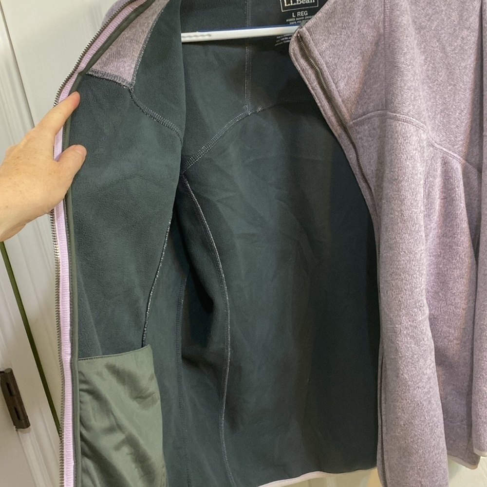 L.L. Bean Women’s Lilac Fleece Full Zip Jacket Size Large Polyester Fall School - Picture 6 of 7